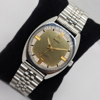 Vintage Original HMT Vijay Hand Winding 17 Jewels Gold Face Men's Wrist Watch OG262
