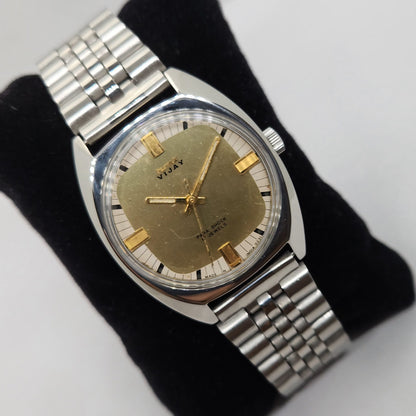 Vintage Original HMT Vijay Hand Winding 17 Jewels Gold Face Men's Wrist Watch OG262