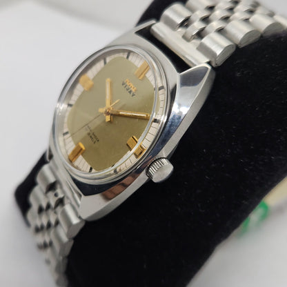Vintage Original HMT Vijay Hand Winding 17 Jewels Gold Face Men's Wrist Watch OG262