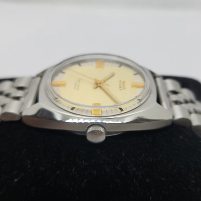 Vintage Original HMT Vijay Hand Winding 17 Jewels Gold Face Men's Wrist Watch OG262