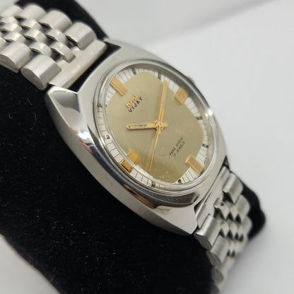 Vintage Original HMT Vijay Hand Winding 17 Jewels Gold Face Men's Wrist Watch OG263