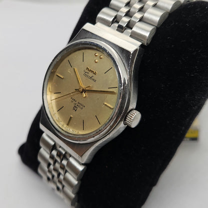 Vintage Original HMT Trishna Hand Winding 17 Jewels Gold Face Men's Wrist Watch OG264