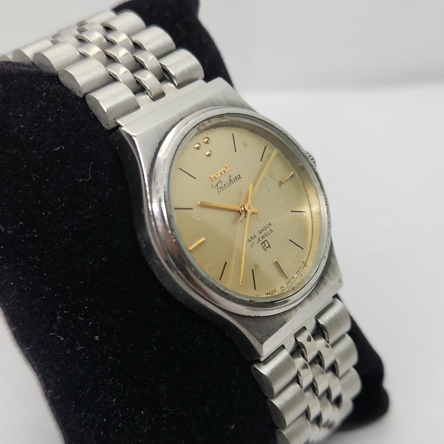Vintage Original HMT Trishna Hand Winding 17 Jewels Gold Face Men's Wrist Watch OG264