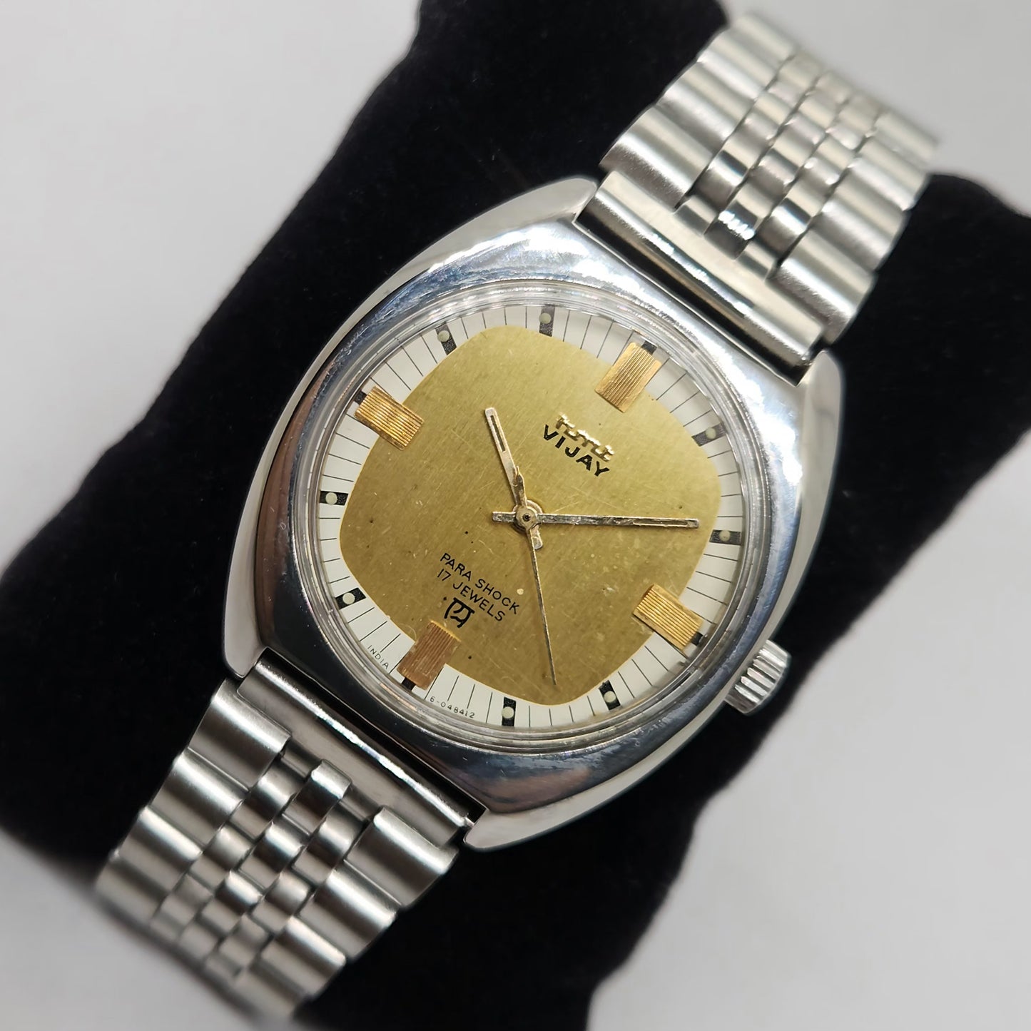 Vintage Original HMT Vijay Hand Winding 17 Jewels White Gold Men's Wrist Watch OG266