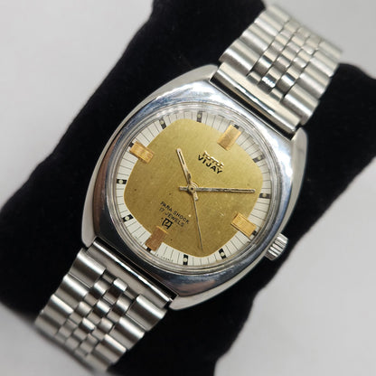 Vintage Original HMT Vijay Hand Winding 17 Jewels White Gold Men's Wrist Watch OG266