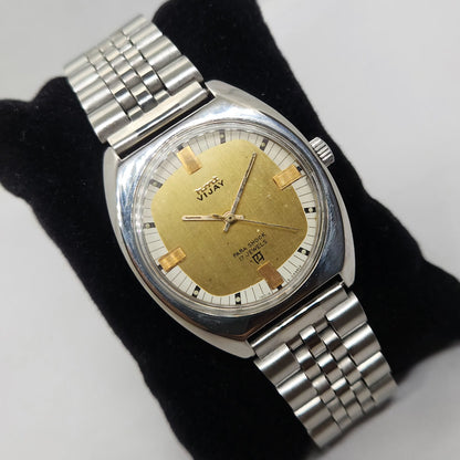 Vintage Original HMT Vijay Hand Winding 17 Jewels White Gold Men's Wrist Watch OG266