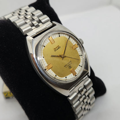 Vintage Original HMT Vijay Hand Winding 17 Jewels White Gold Men's Wrist Watch OG266