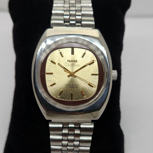 Vintage Original HMT Chethan Hand Winding 17 Jewels Gold Face Men's Wrist Watch OG267