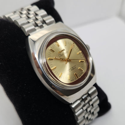 Vintage Original HMT Chethan Hand Winding 17 Jewels Gold Face Men's Wrist Watch OG267