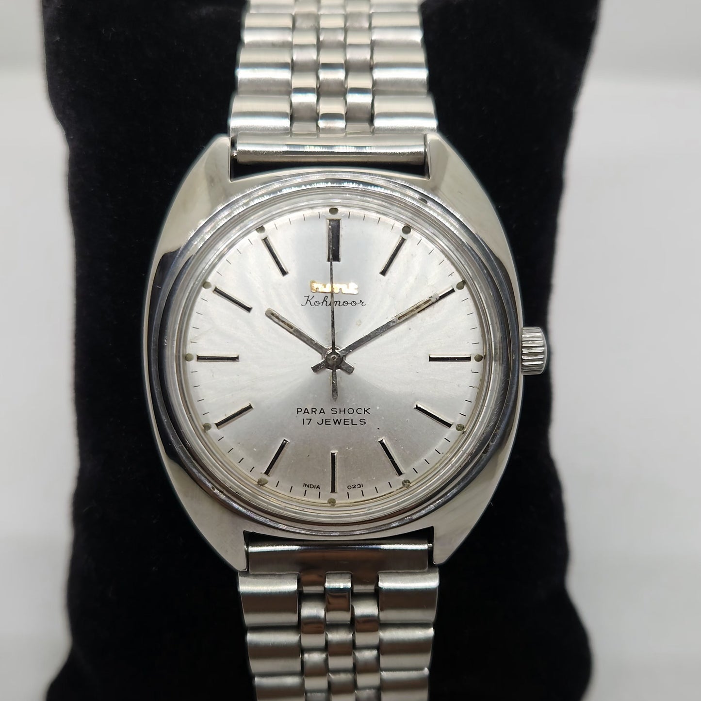 Vintage Original HMT Kohinoor Hand Winding 17 Jewels Silver Face Men's Wrist Watch OG268