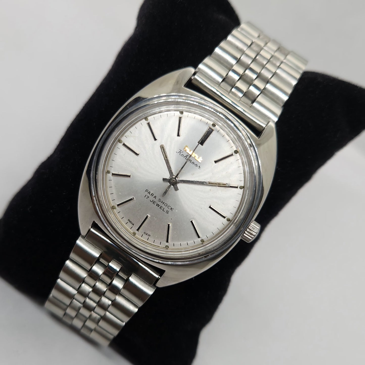 Vintage Original HMT Kohinoor Hand Winding 17 Jewels Silver Face Men's Wrist Watch OG268