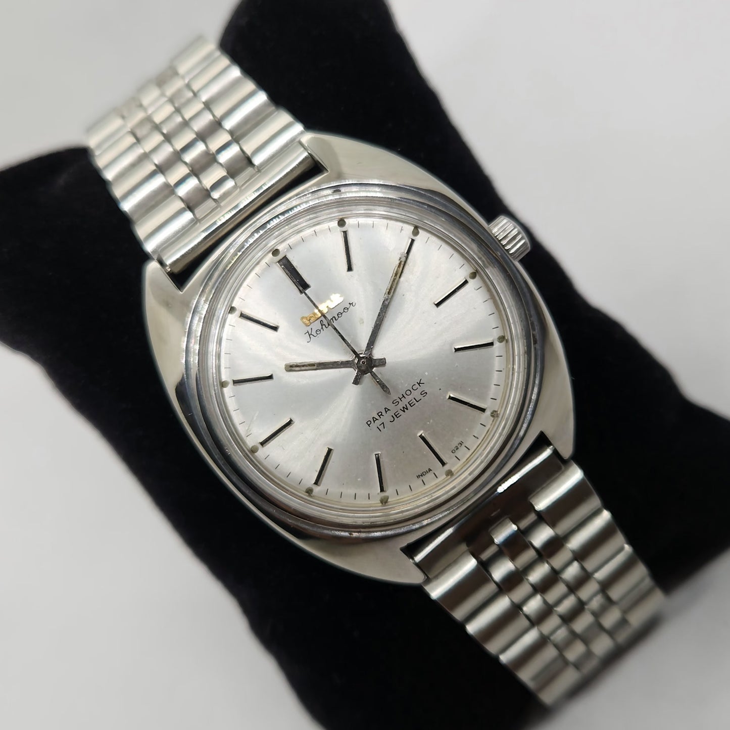 Vintage Original HMT Kohinoor Hand Winding 17 Jewels Silver Face Men's Wrist Watch OG268