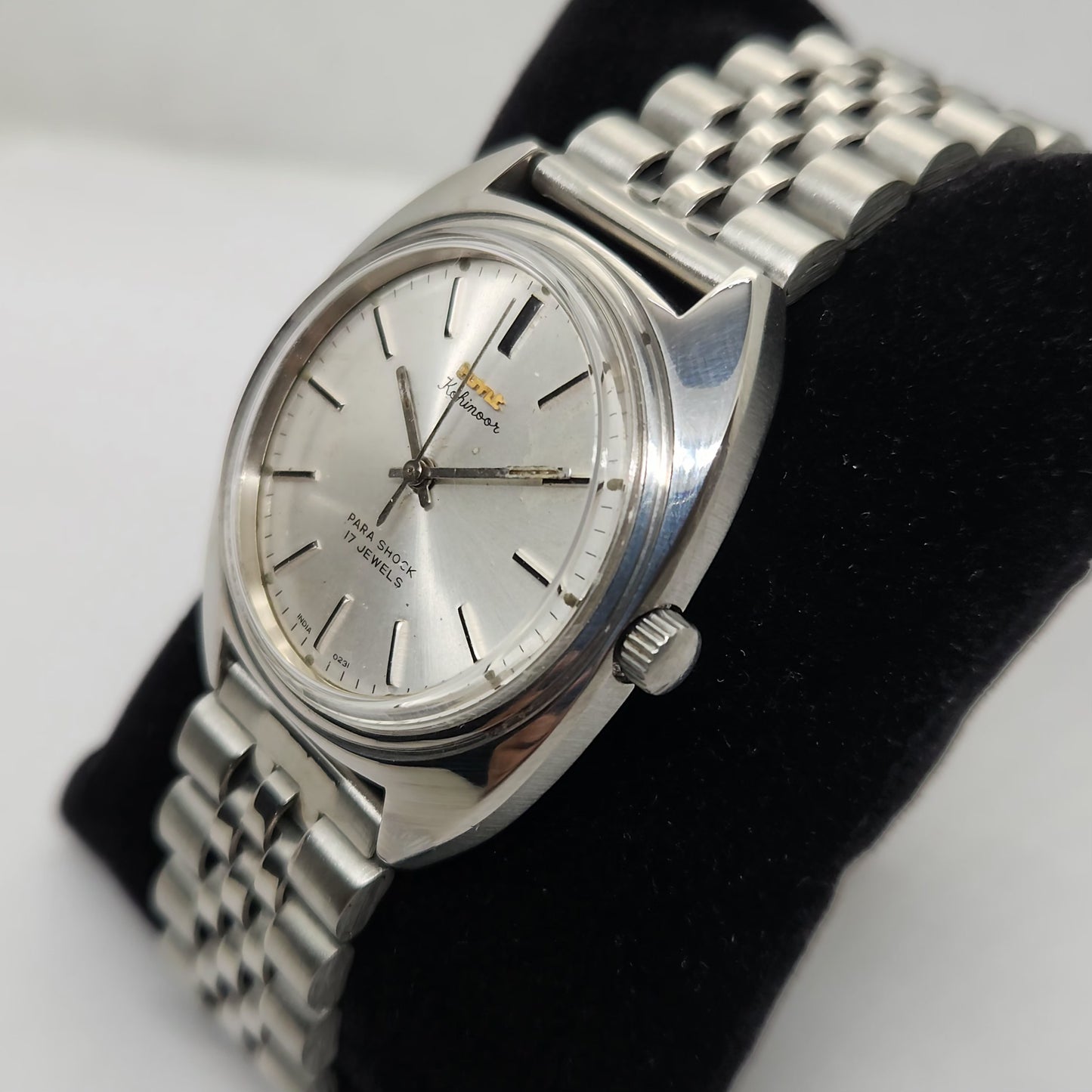 Vintage Original HMT Kohinoor Hand Winding 17 Jewels Silver Face Men's Wrist Watch OG268