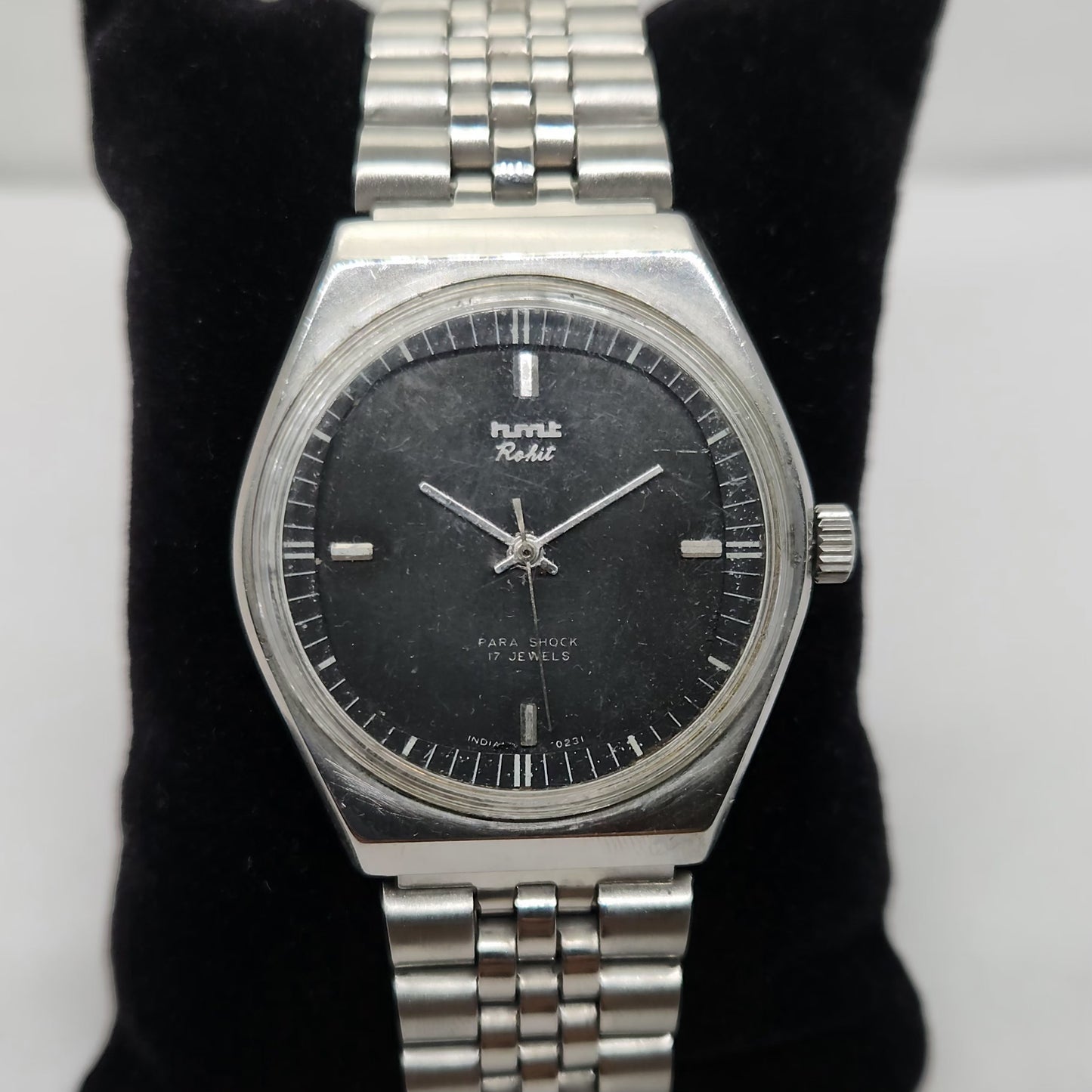 Vintage Original HMT Rohit Hand Winding 17 Jewels Black Face Men's Wrist Watch OG269