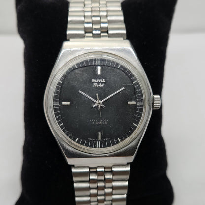 Vintage Original HMT Rohit Hand Winding 17 Jewels Black Face Men's Wrist Watch OG269