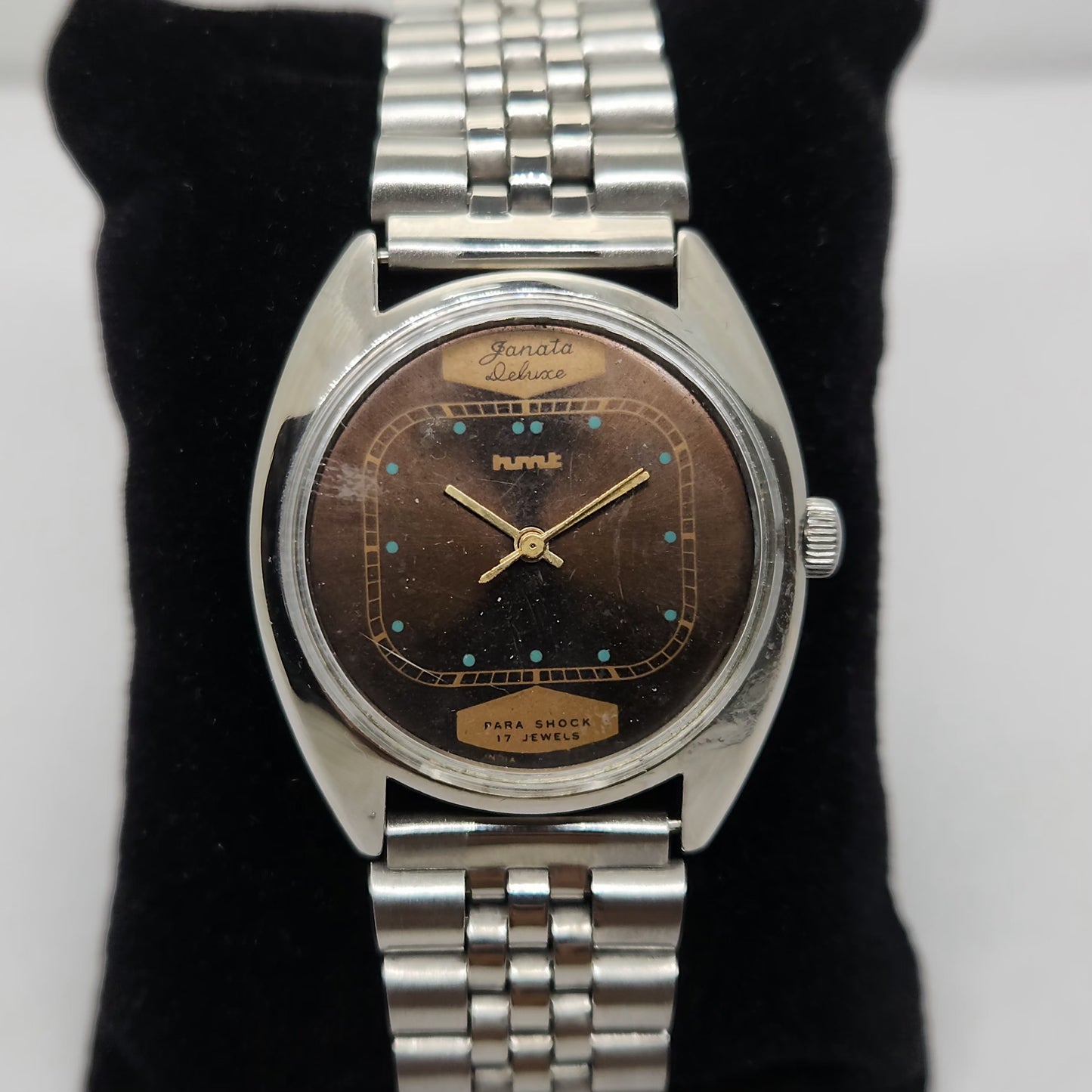 Vintage Original HMT Ganata Hand Winding 17 Jewels Brown Face Men's Wrist Watch OG270