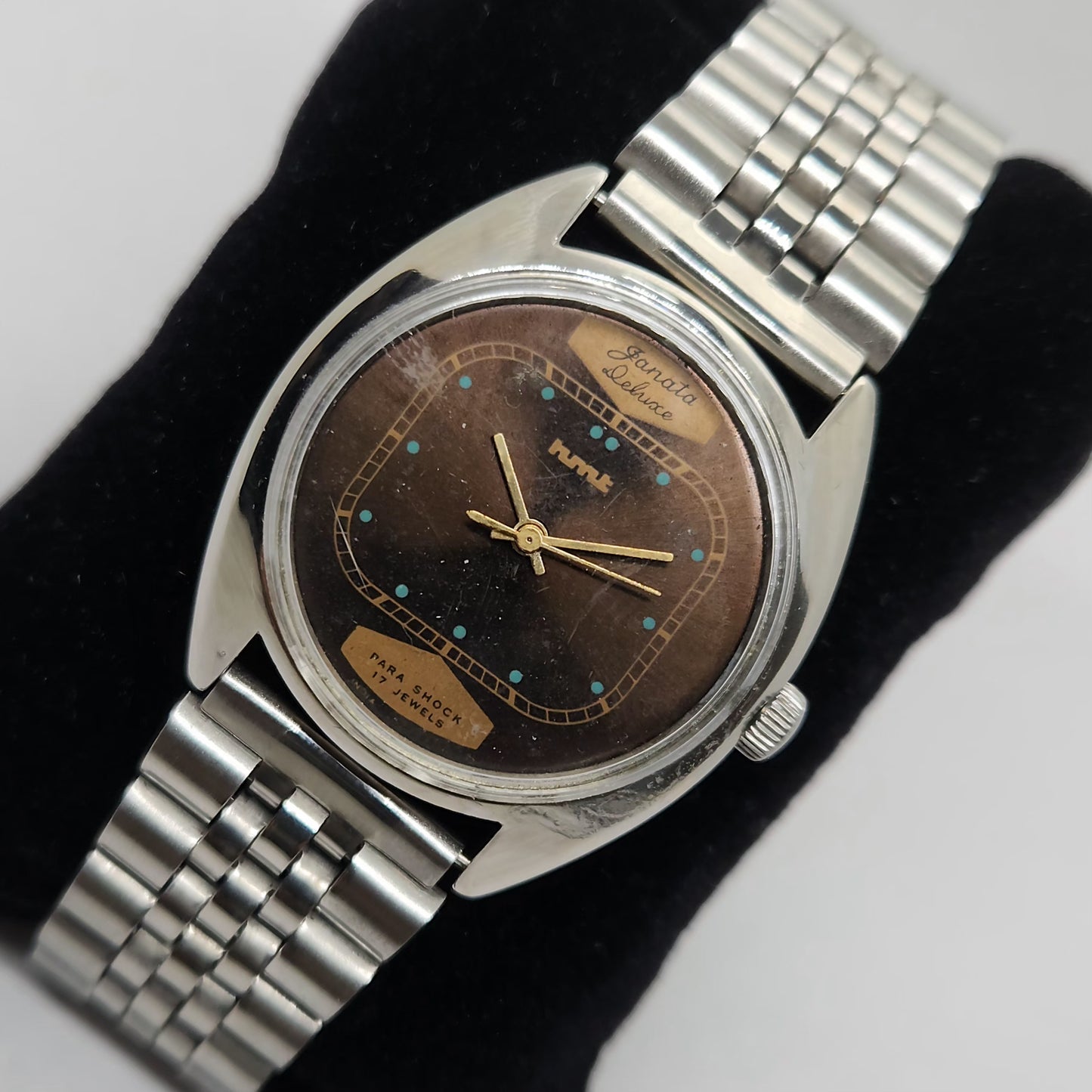 Vintage Original HMT Ganata Hand Winding 17 Jewels Brown Face Men's Wrist Watch OG270