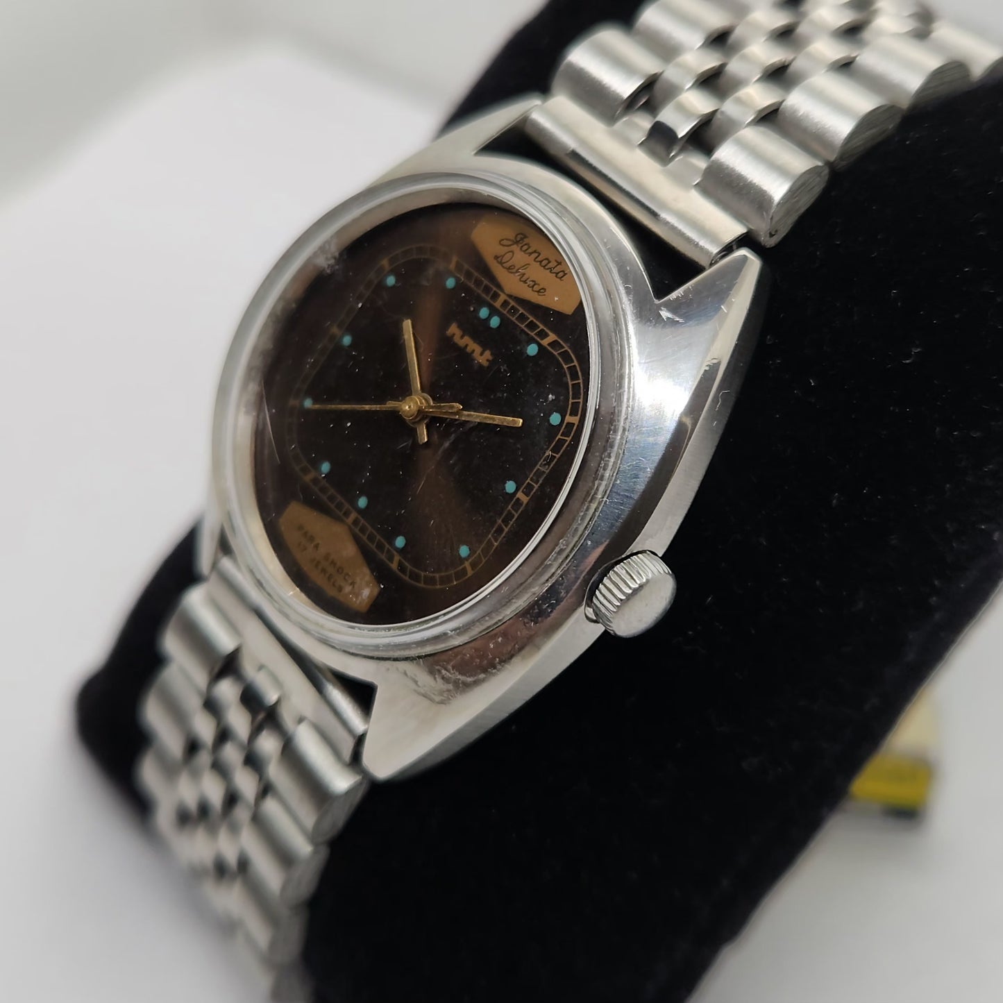 Vintage Original HMT Ganata Hand Winding 17 Jewels Brown Face Men's Wrist Watch OG270
