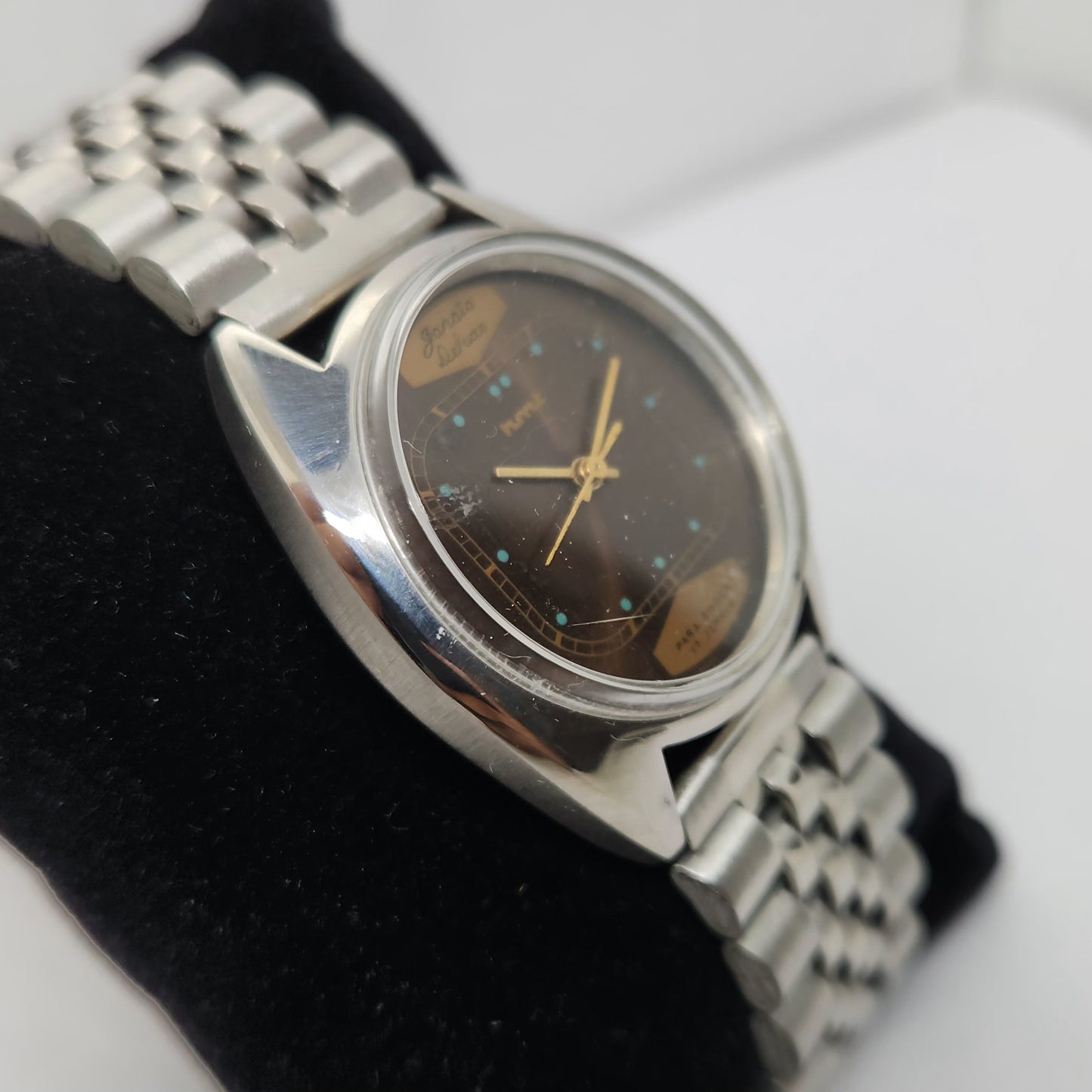 Vintage Original HMT Ganata Hand Winding 17 Jewels Brown Face Men's Wrist Watch OG270