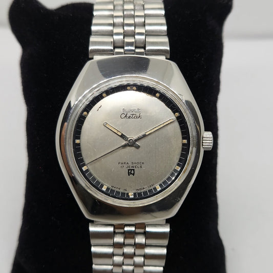 Vintage Original HMT Chetak Hand Winding 17 Jewels Silver Face Men's Wrist Watch OG272