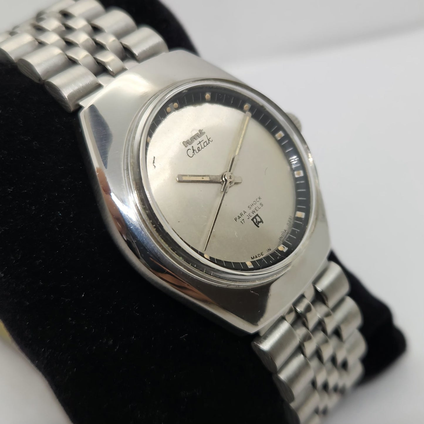 Vintage Original HMT Chetak Hand Winding 17 Jewels Silver Face Men's Wrist Watch OG272