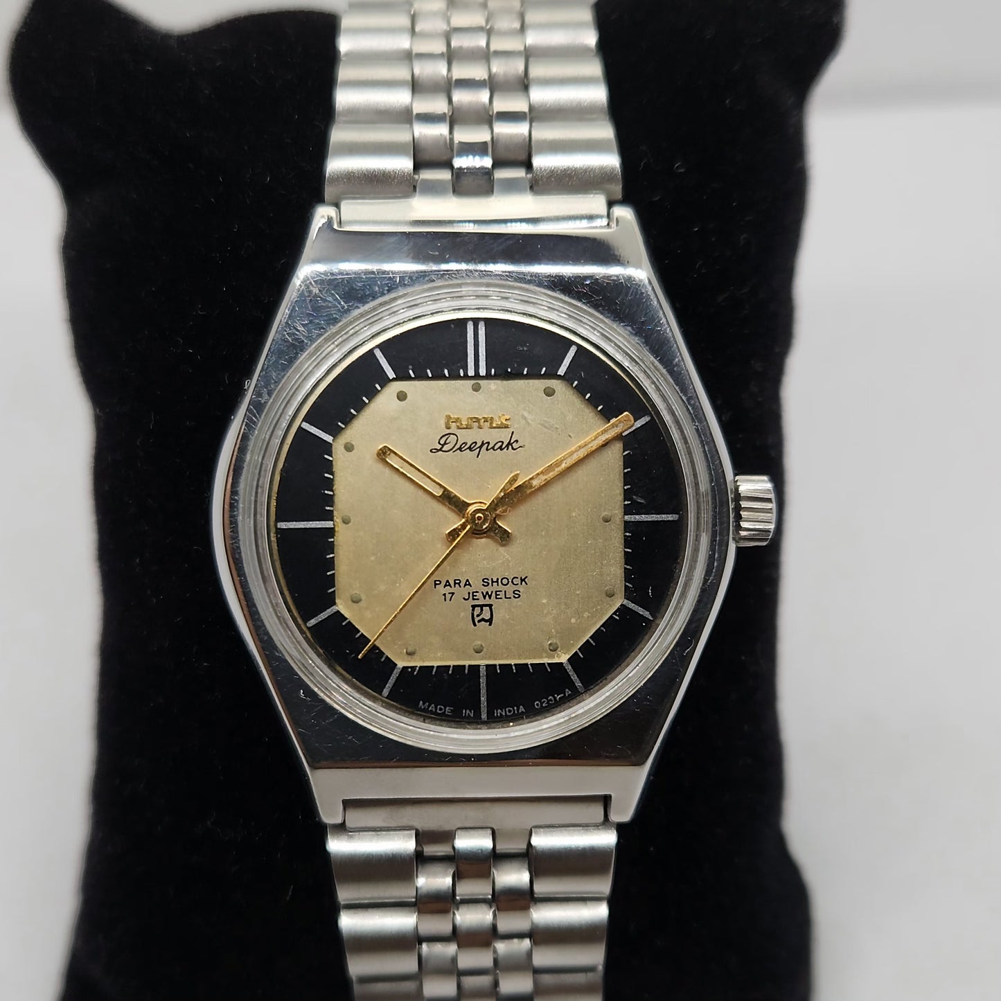 Vintage Original HMT Deepak Hand Winding 17 Jewels Gold Face Men's Wrist Watch OG273