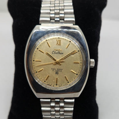 Vintage Original HMT Chethan Hand Winding 17 Jewels Gold Face Men's Wrist Watch OG274