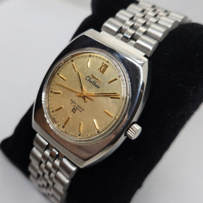 Vintage Original HMT Chethan Hand Winding 17 Jewels Gold Face Men's Wrist Watch OG274
