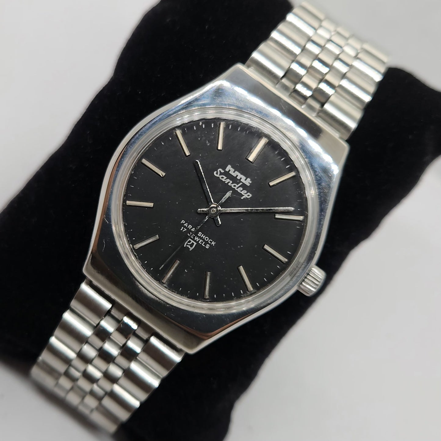 Vintage Original HMT Sandeep Hand Winding 17 Jewels Black Face Men's Wrist Watch OG275