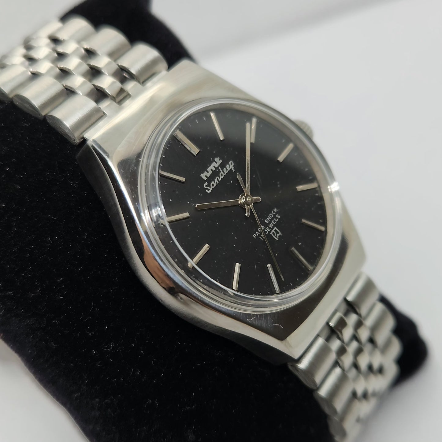 Vintage Original HMT Sandeep Hand Winding 17 Jewels Black Face Men's Wrist Watch OG275