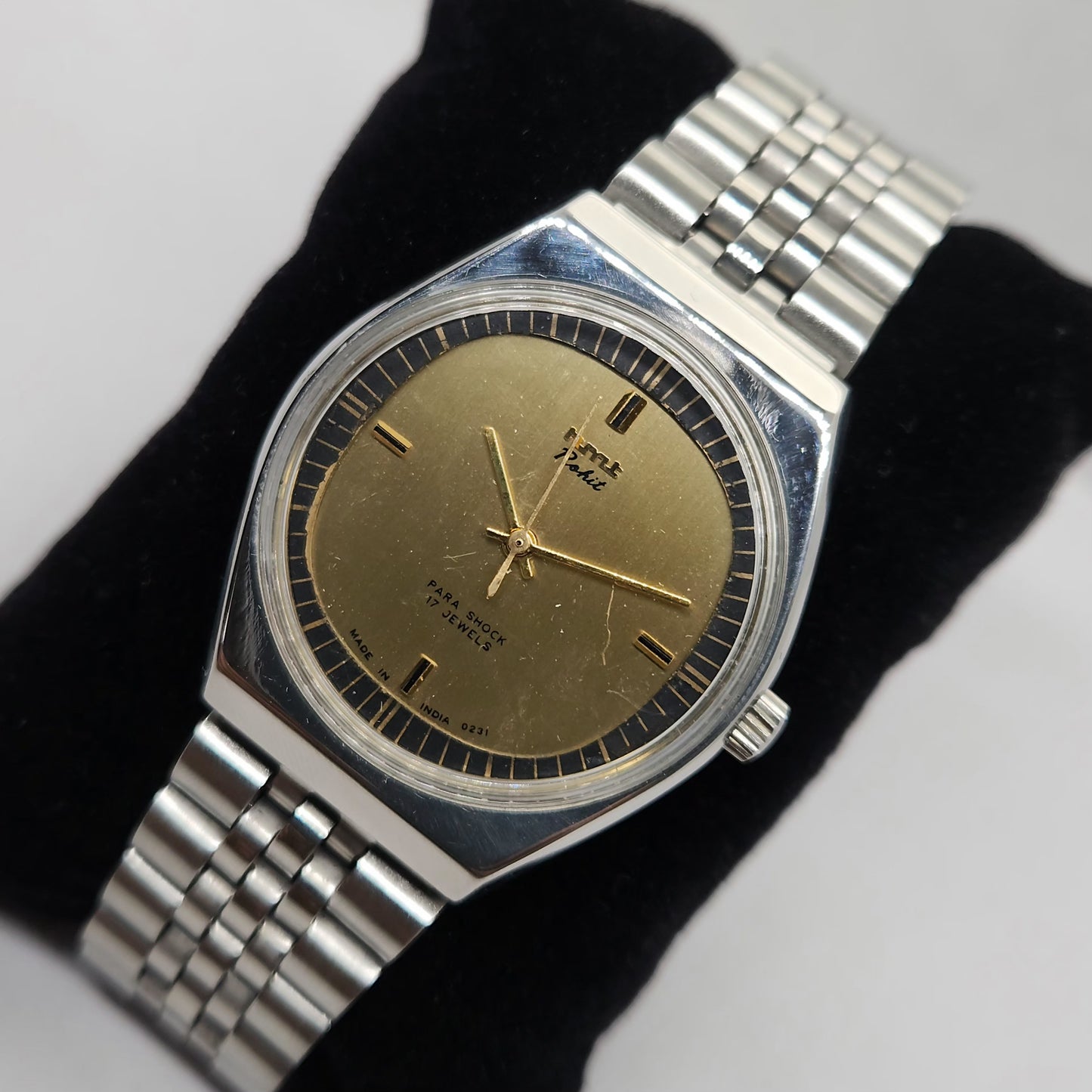 Vintage Original HMT Rohit Hand Winding 17 Jewels Gold Face Men's Wrist Watch OG276