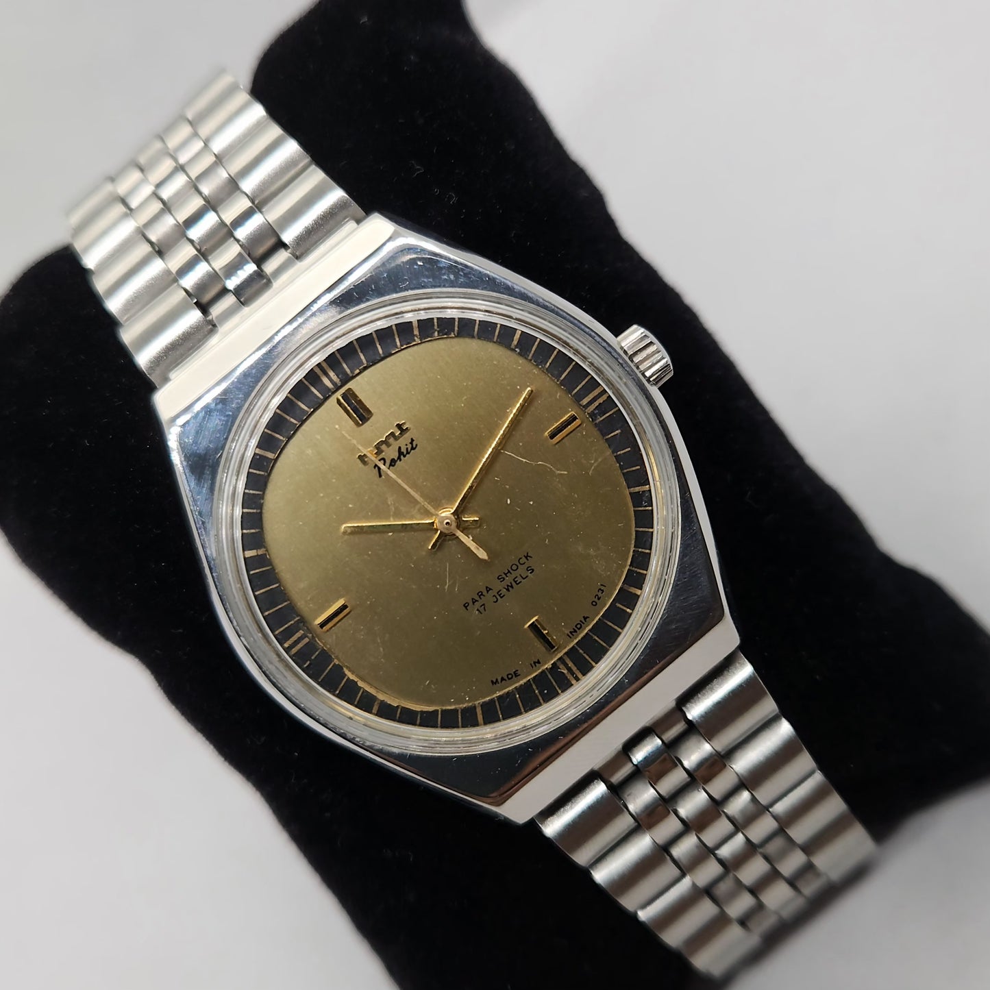 Vintage Original HMT Rohit Hand Winding 17 Jewels Gold Face Men's Wrist Watch OG276