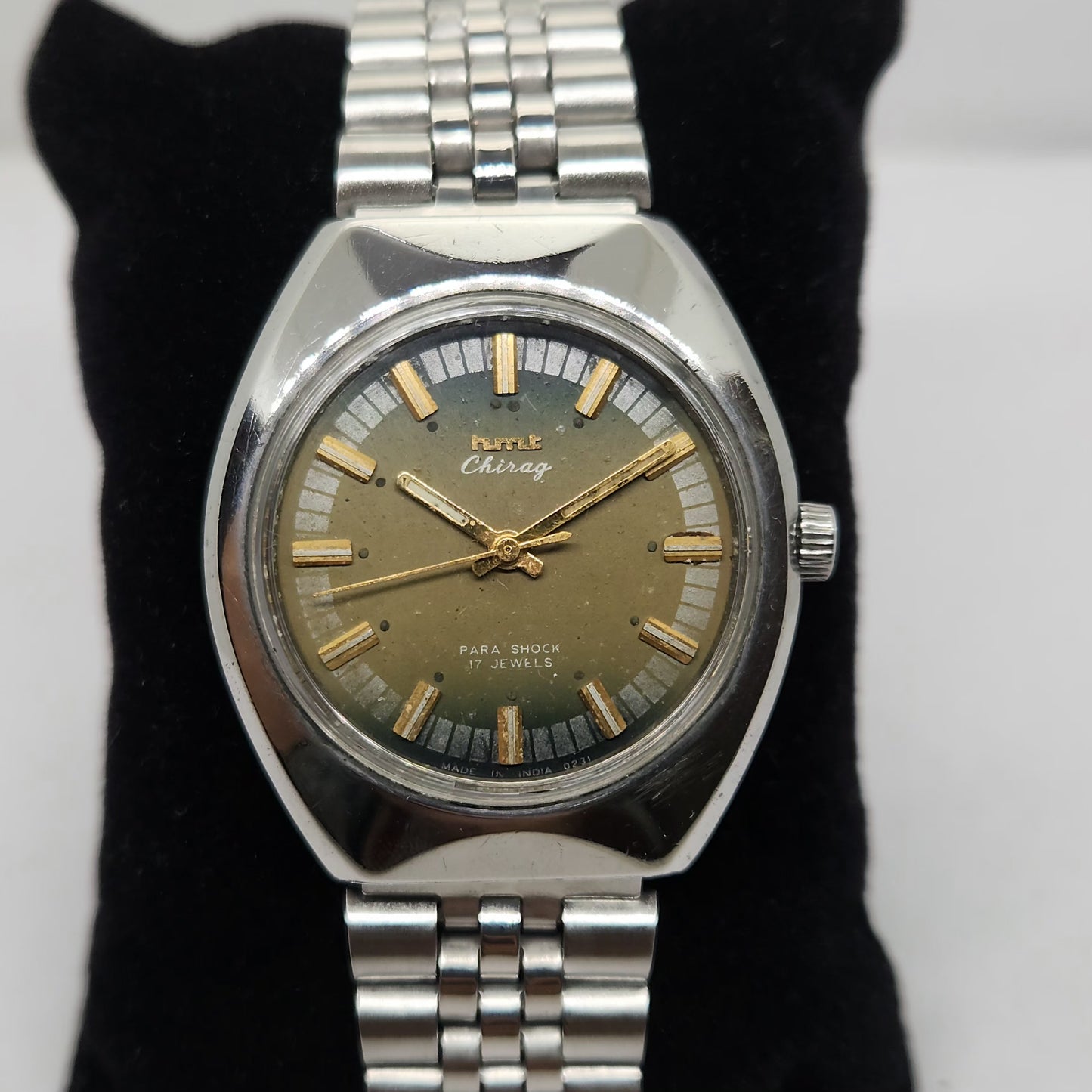 Vintage Original HMT Chirag Hand Winding 17 Jewels Gold Face Men's Wrist Watch OG277