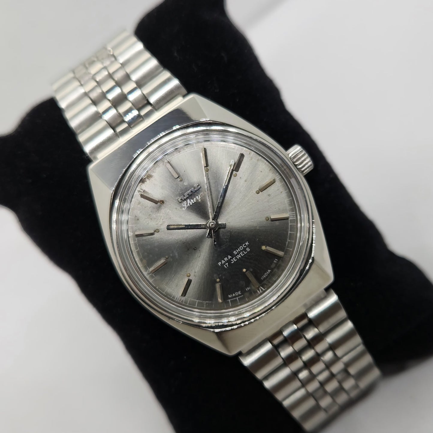 Vintage Original HMT Shreyas Hand Winding 17 Jewels Silver Face Men's Wrist Watch OG279