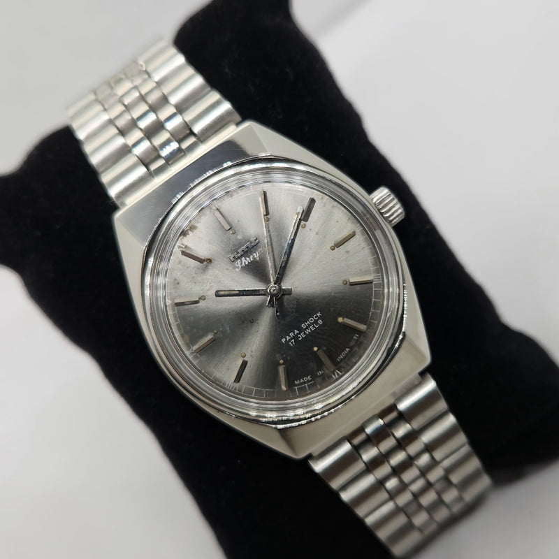 Vintage Original HMT Shreyas Hand Winding 17 Jewels Silver Face Men's Wrist Watch OG279