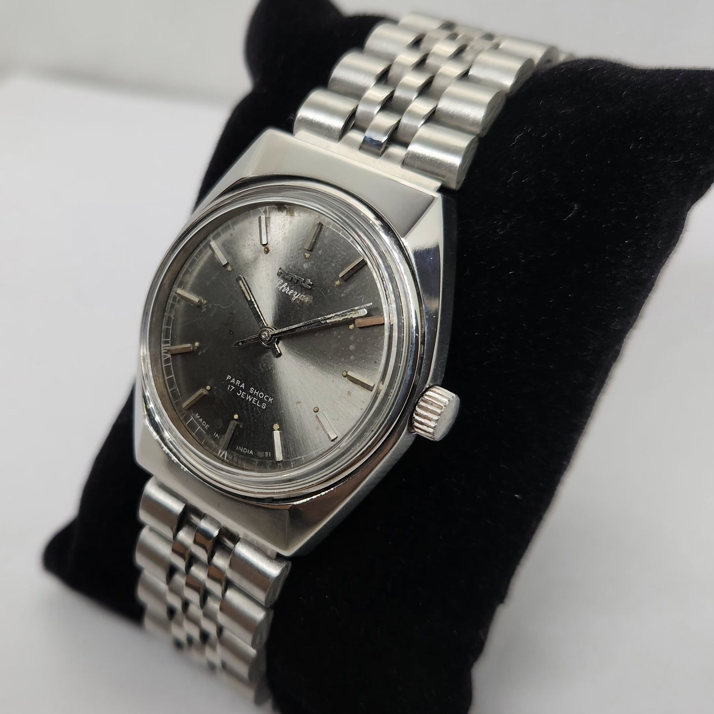Vintage Original HMT Shreyas Hand Winding 17 Jewels Silver Face Men's Wrist Watch OG279