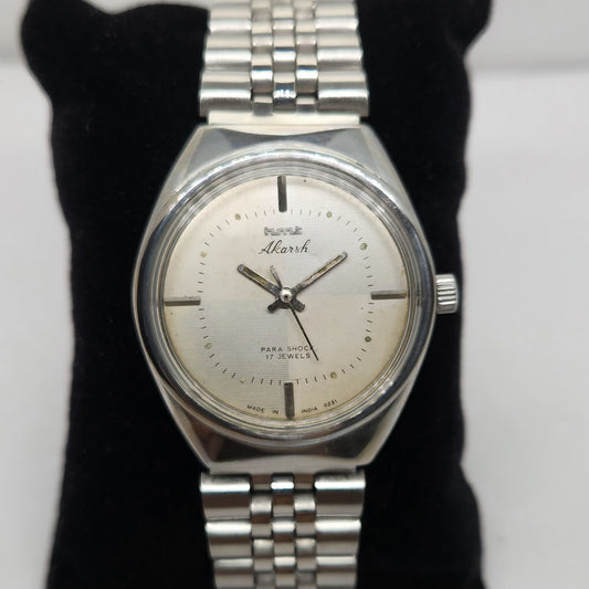 Vintage Original HMT Akarsh Hand Winding 17 Jewels Off White Face Men's Wrist Watch OG281