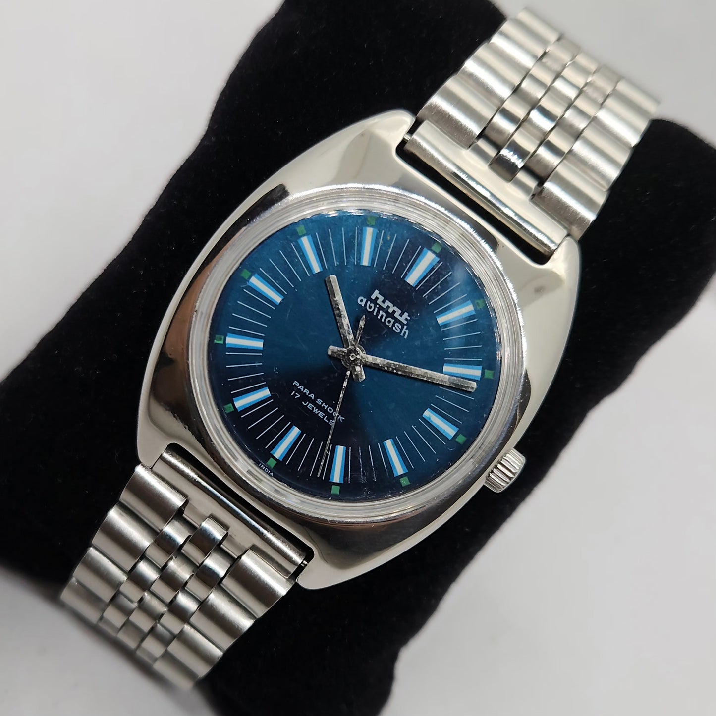 Vintage Original HMT Avinash Hand Winding 17 Jewels Blue Face Men's Wrist Watch OG283