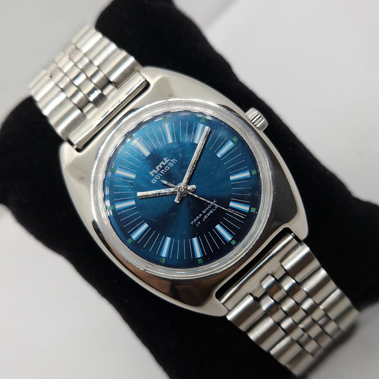 Vintage Original HMT Avinash Hand Winding 17 Jewels Blue Face Men's Wrist Watch OG283