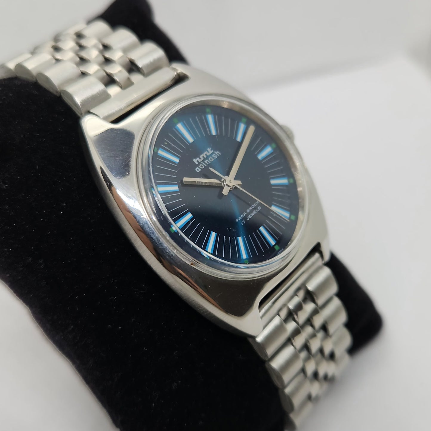 Vintage Original HMT Avinash Hand Winding 17 Jewels Blue Face Men's Wrist Watch OG283