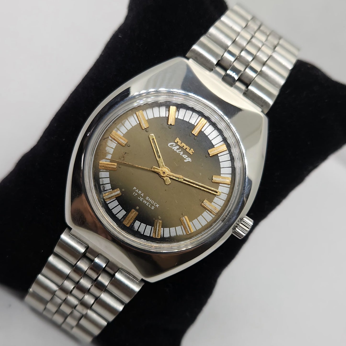 Vintage Original HMT Chirag Hand Winding 17 Jewels Gold Face Men's Wrist Watch OG285
