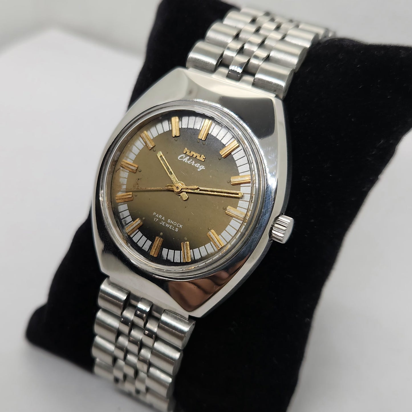 Vintage Original HMT Chirag Hand Winding 17 Jewels Gold Face Men's Wrist Watch OG285
