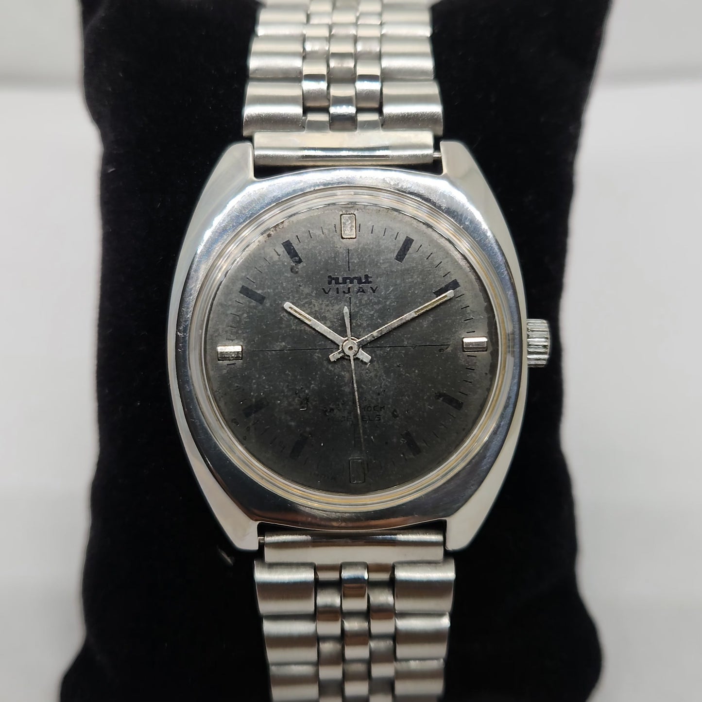 Vintage Original HMT Vijay Hand Winding 17 Jewels Black Face Men's Wrist Watch OG286