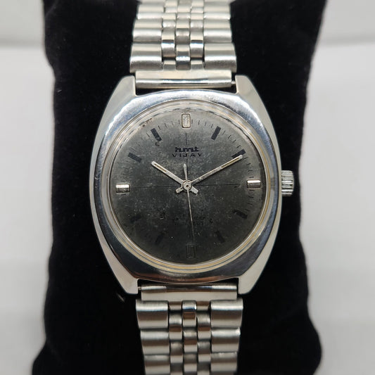 Vintage Original HMT Vijay Hand Winding 17 Jewels Black Face Men's Wrist Watch OG286