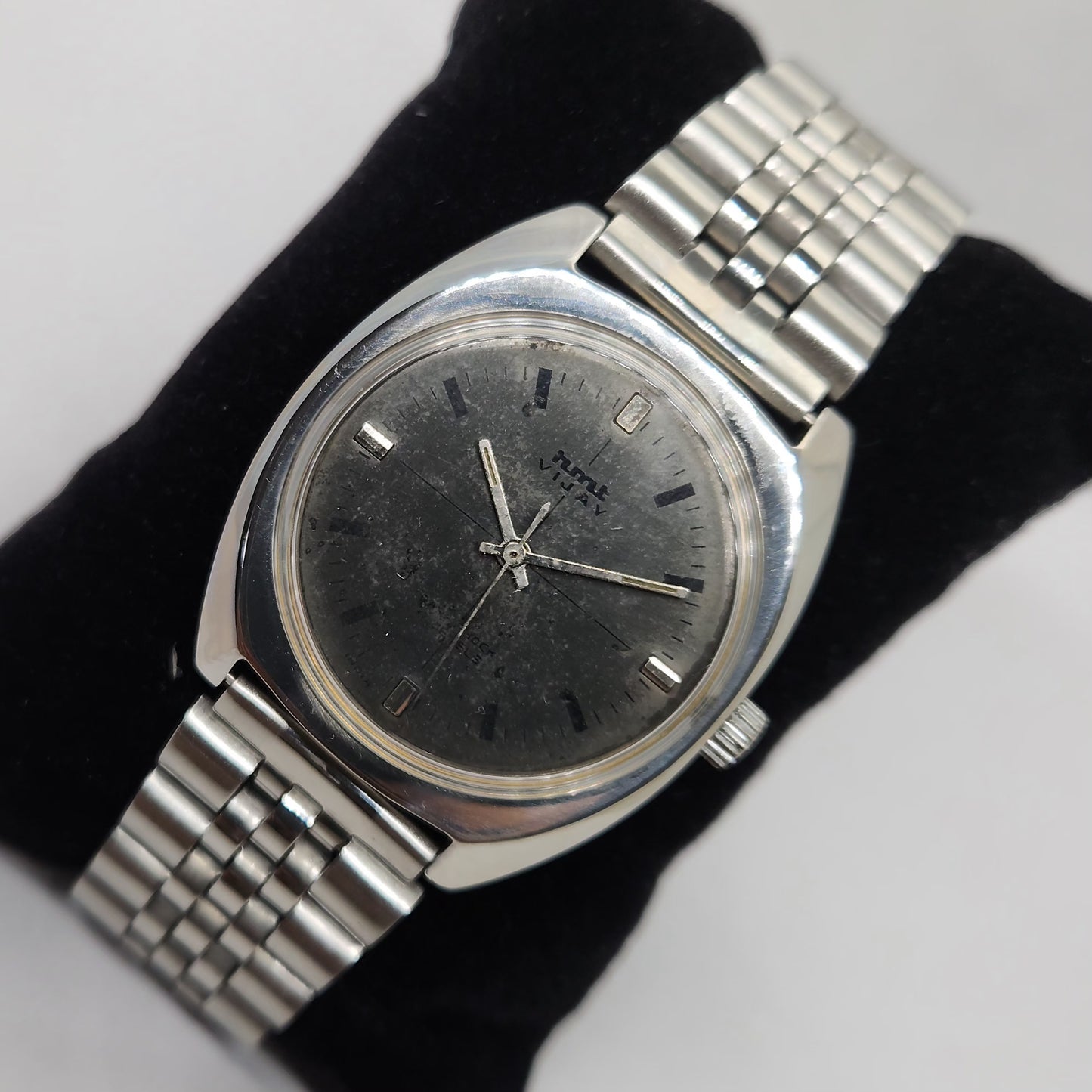 Vintage Original HMT Vijay Hand Winding 17 Jewels Black Face Men's Wrist Watch OG286