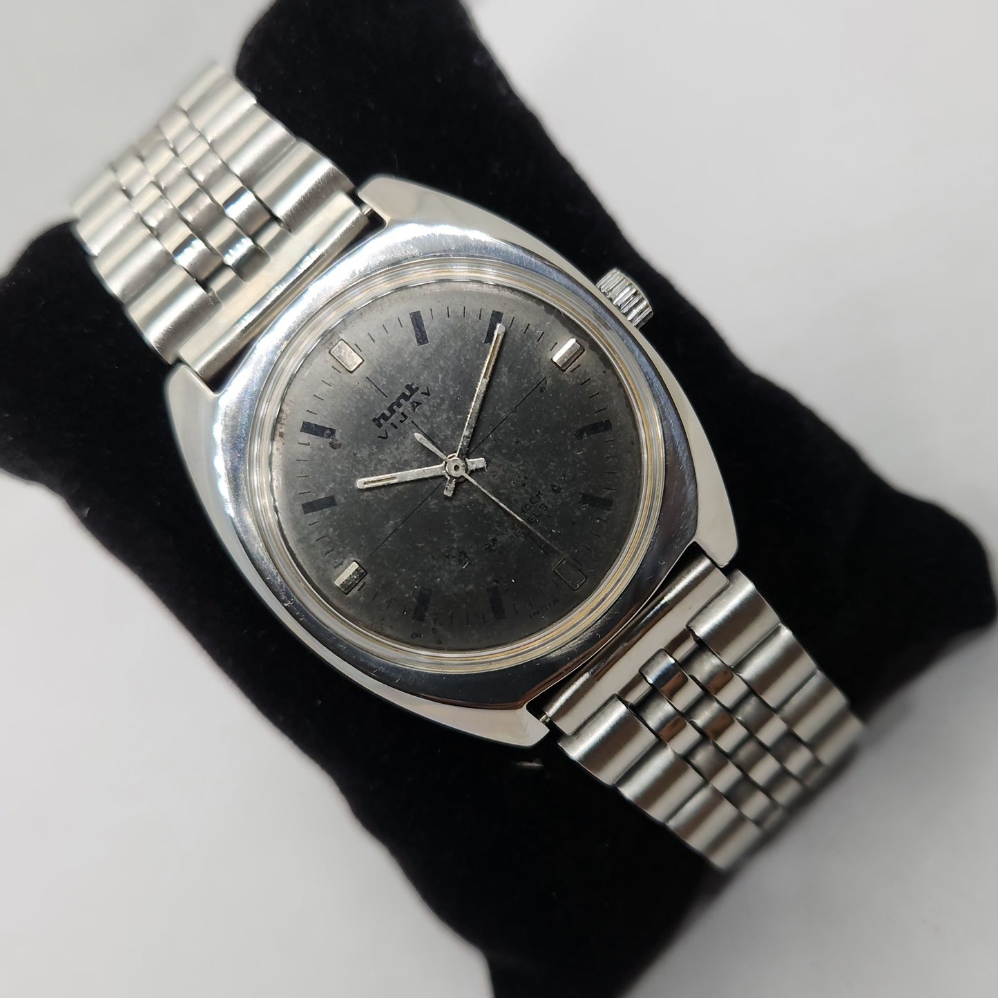 Vintage Original HMT Vijay Hand Winding 17 Jewels Black Face Men's Wrist Watch OG286