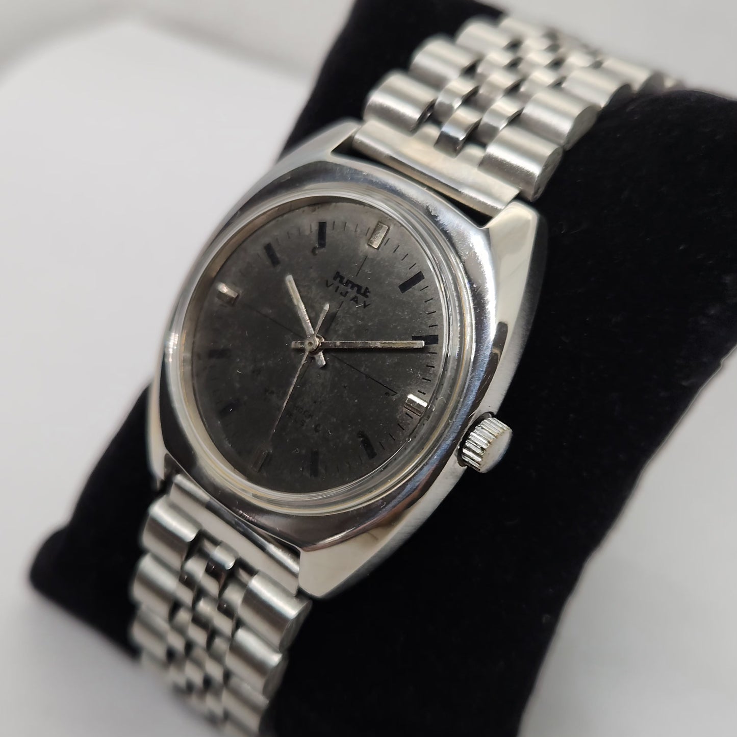 Vintage Original HMT Vijay Hand Winding 17 Jewels Black Face Men's Wrist Watch OG286