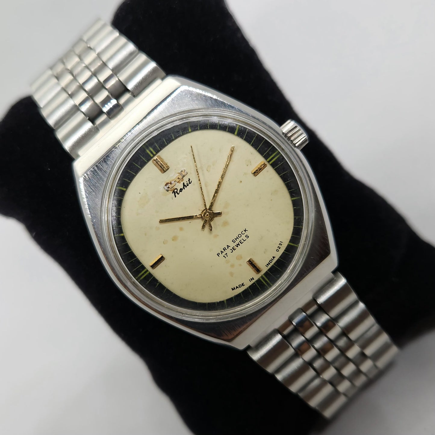 Vintage Original HMT Rohit Hand Winding 17 Jewels Gold Face Men's Wrist Watch OG287