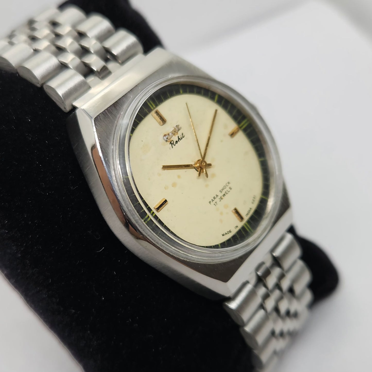 Vintage Original HMT Rohit Hand Winding 17 Jewels Gold Face Men's Wrist Watch OG287