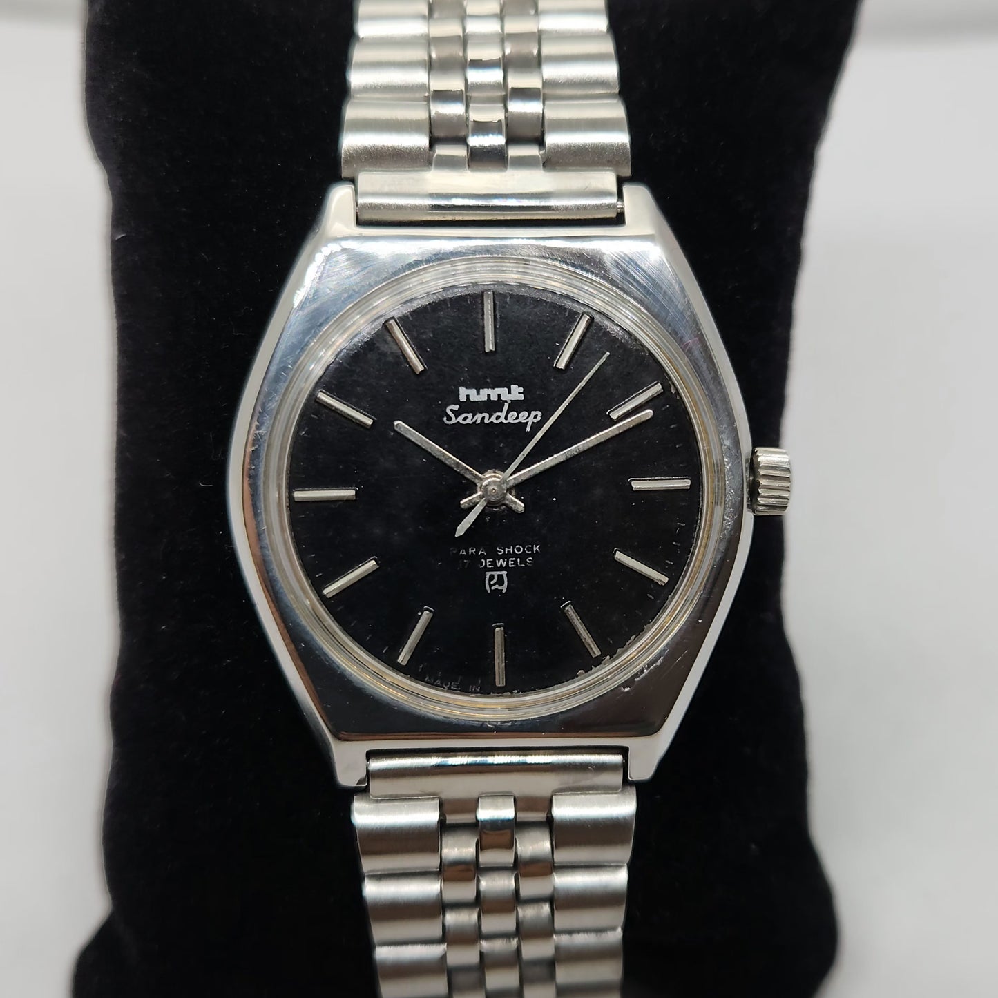Vintage Original HMT Sandeep Hand Winding 17 Jewels Black Face Men's Wrist Watch OG288